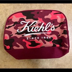 Kiehls pink camo cosmetic travel bag